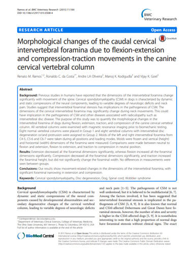 Morphological Changes of the Cervical Intervertebral Foramen due to Flexion-Extension and Compression-Tension Movements in the Canine Cervical Vertebral Column (2015)
