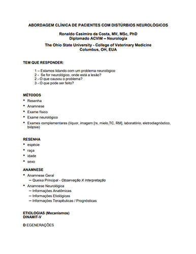 Abordagem de pacientes com distúrbios neurológicos