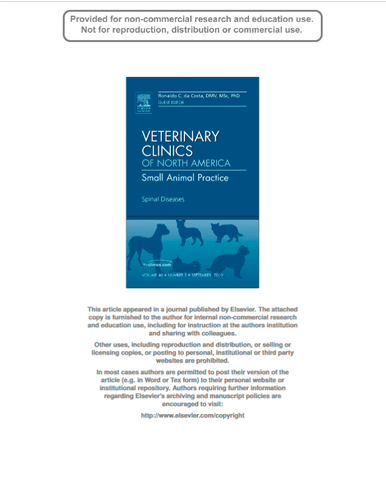 Differential diagnosis of Spinal diseases. Veterinary Clinics of North America – Small Animal Practice (2010)