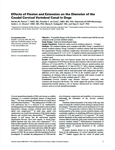 Effects of Flexion and Extension on the Diameter of the Cervical Vertebral Canal in Dogs (2015)