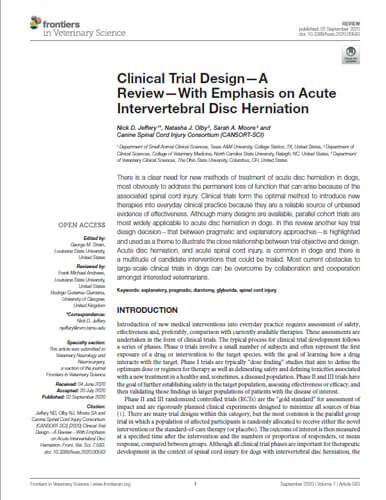 Clinical Trial Design – A Review – With Emphasis on Acute Intervertebral Disc Herniation (2020)